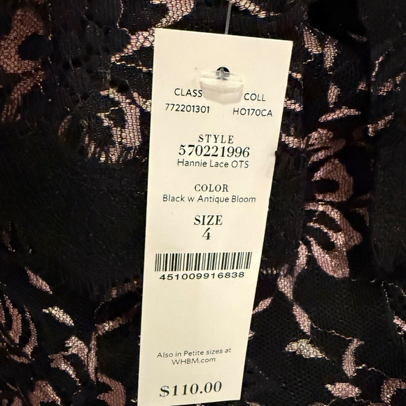 This is a new (with tags) beautiful black and rose gold blouse, size 4, WHBM - Picture 7 of 9